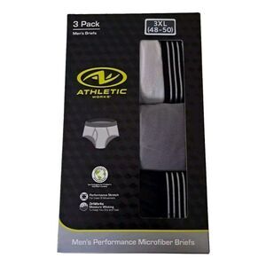 Men's Athletic Works Performance Microfiber Briefs 3 Pack Size 3XL (48-50)